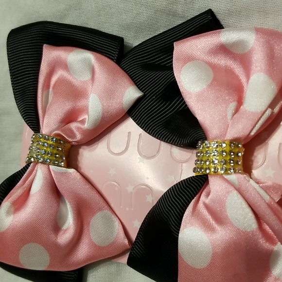 LOT OF 6 HIGH QUALITY HAIR PEARL MOUSE EARS 3' PAIR PLUS 4 BOWS - Picture 3 of 8